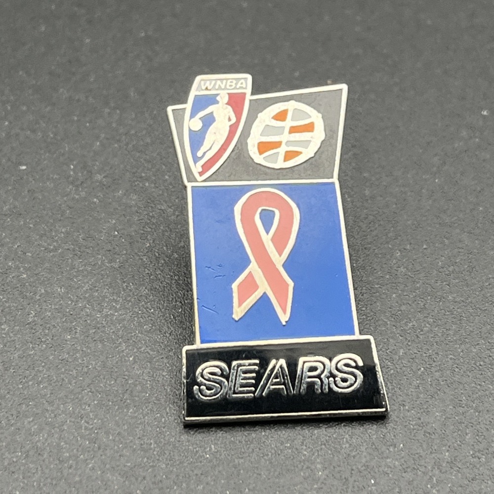WNBA Basketball Breast Cancer Awareness Ribbon Sears Sponsor Lapel Hat Pin